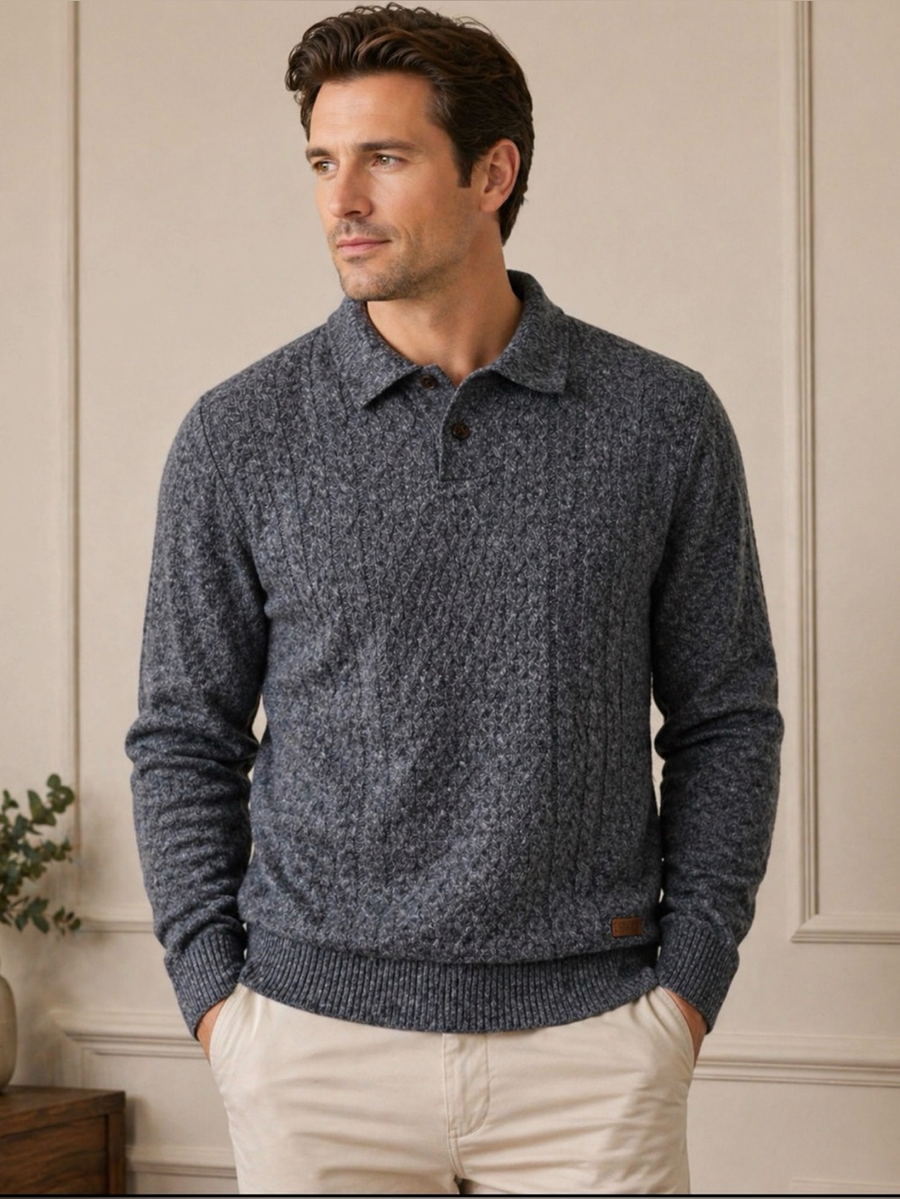 Men’s Buffalo David Bitton Heather Blue Cable Knit Sweater
